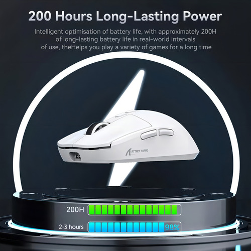 Mouse Gamer Attack Shark X6 Com Dock Rgb Branco 26000 Dpi Branco