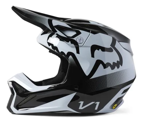 Casco Motocross De Niño Fox - Yth V1 Lux Helmet Black/white M