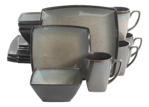 Juego De Vajilla Gibson Elite Tequesta 16piece Square Taupe