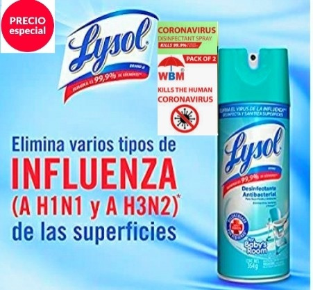 Set De Dos 2 Lysol Baby Room De 354 Ml. 