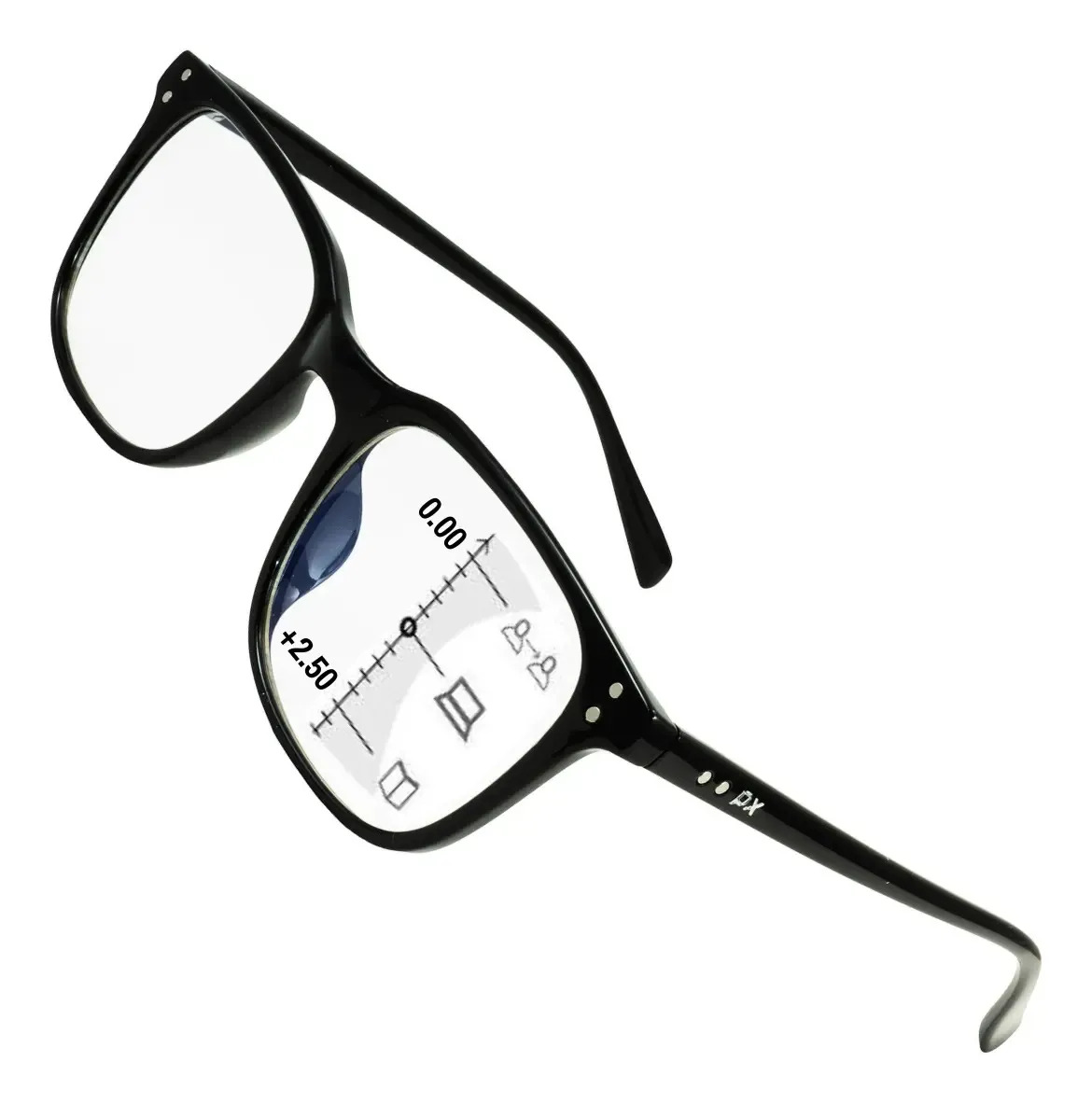 Lentes De Lectura Cerca-lejos Progresivos Filtro Luz Azul Negro Aumento +2.50 / 0.00
