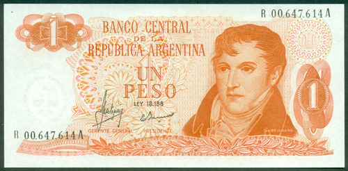 Argentina Billete Un 1 Peso 18188 Reposición Sc Col# 601r1