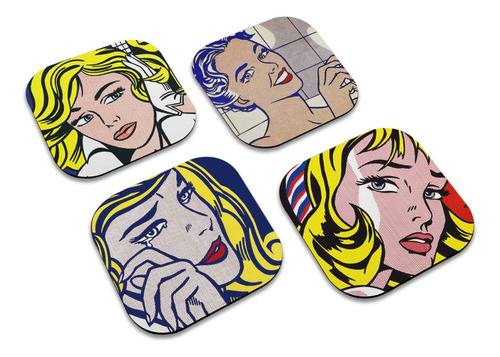 Posavasos De Madera Set 4 Arte Roy Lichtenstein