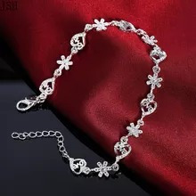 Hermosa Pulsera De Plata De Ley 925 Para Mujer, Cadena De Co