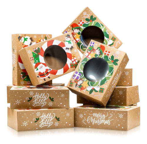 Joyousa Cajas De Galletas De Navidad  Paquete De 12 Caja.
