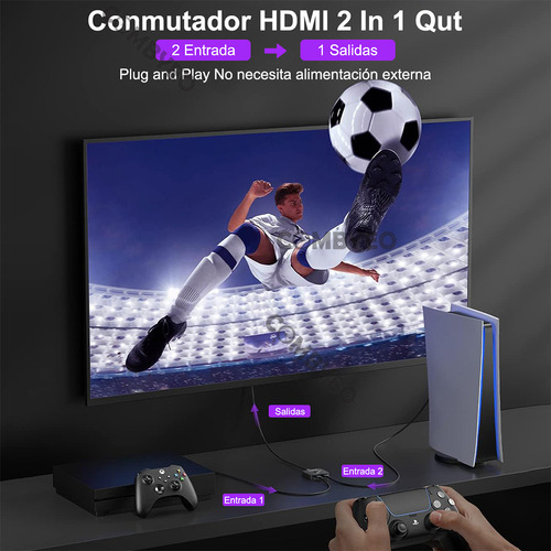 Combyeo Switch Hdmi Splitter Hdmi Switch Splitter Hdmi 4k 3d 2 En 1 Bidireccional Calidad De Imagen 4k 60hz Conmutador Negro