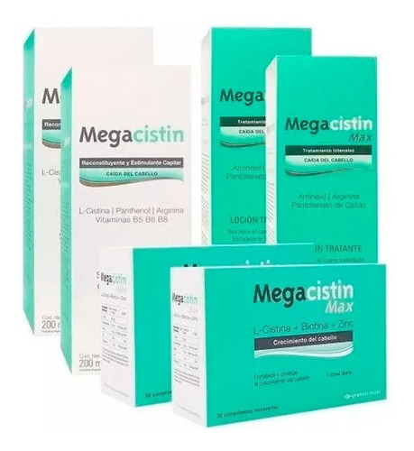 Megacistin Combo Comprimidos Max X60 + 2 Shampoo + 2 Locion