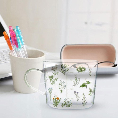 Taza De Cristal Impresa Clara Grande, Tazas De Leche, Jugo