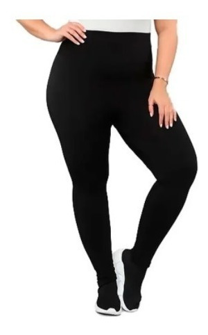 Calza Mujer Negra Lycra Tiro Alto Talles Grandes M Al Xxl