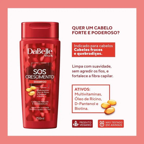 Shampoo Dabelle Sos Crescimento Cabelos Fracos E Quebradiços