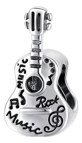 Charm Linda Guitarra Grabada 100% Plata .925