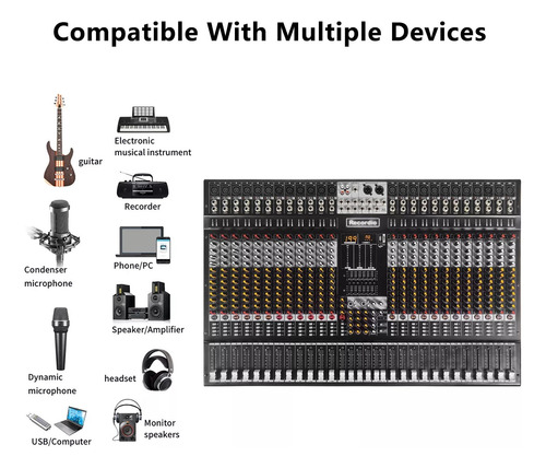 Mezclador Usb Profesional De 24 Canales Con Mezclador De