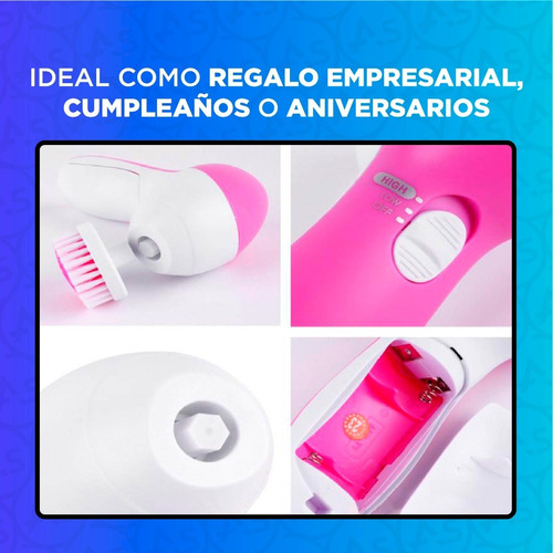 Imagen 5 de 10 de Cepillo Facial Limpiador Eléctrico Masajeador Rostro 5 En 1