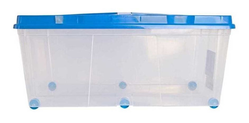 Imagen 2 de 2 de Caja Organizadora 100 Litros Rollbox Transparente/azul.