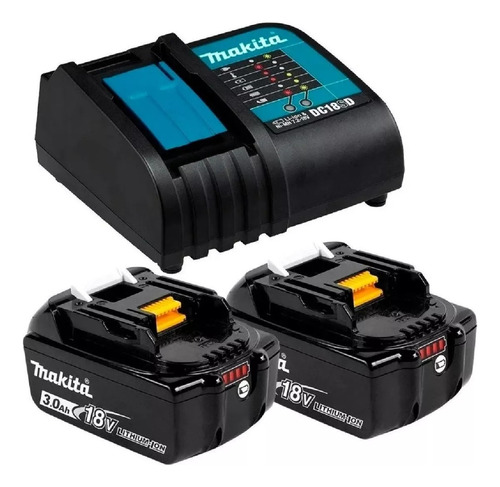 Set Cargador Makita 18 Volts + 2 Grupo Alimentación Bl1830b