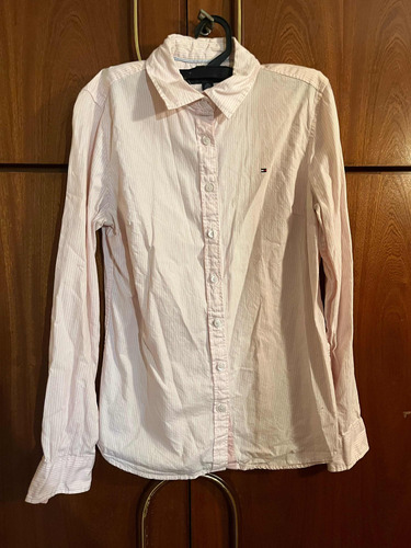 Camisa Mujer Tommy Hilfiger Talle Xs A Rayas Blanca Y Rosa