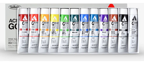 Holbein Acrylic Gouache 12 Colores De 20ml 12 Colors Lesson Set