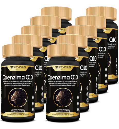 Kit 10 Coenzima Q10 Vitamin Complex 850 Mg 60 Caps
