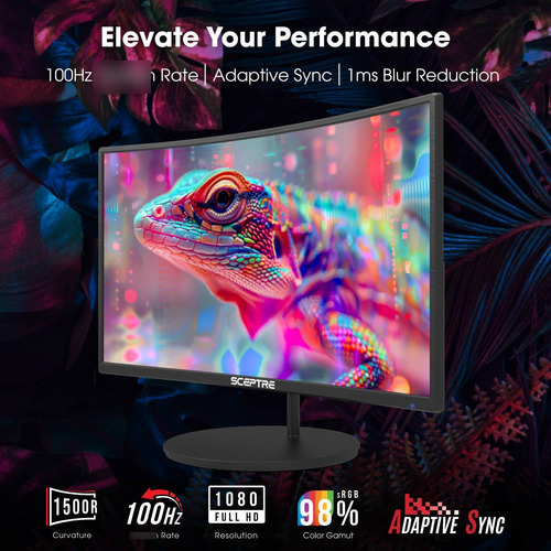 Monitor Led Curvado 27 Pulgadas 75hz Hdmi Vga Altavoces Negr