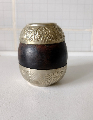 Mate Antiguo De Alapca Labrada Y Madera  Sellado