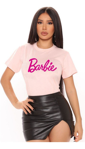 Polera Dama Estampada 100%algodon Letras De Barbie