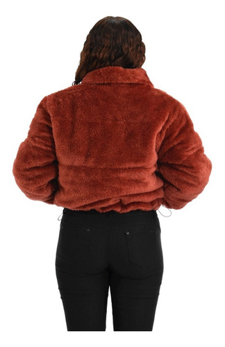 Imagen 3 de 3 de Campera Mujer Puffer Corta Polar Peluche Importada Moda Frio