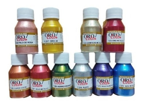 Kit 10 Colores 60ml. Pintura Metalizada Orocolor