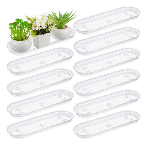 Juexica 10 Platillos De Plastico Ovalados Para Plantas, Plat