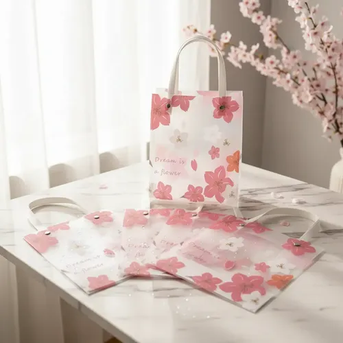 Pvc Rosa Bolsas Pvc Premium. Flores Estampadas. 17x20x8,5cm. X5 Unid | MercadoLibre