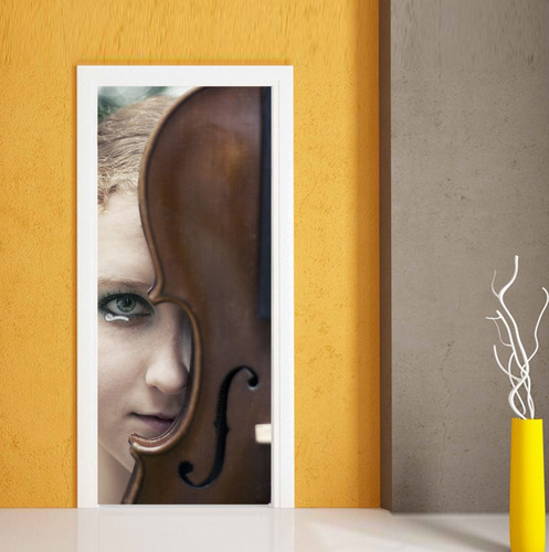 Vinilo Para Puerta Violin Instrumento Cuerdas Music Vini M3