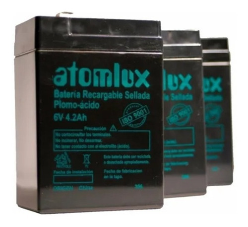 Bateria Luz Emergencia Atomlux Gel 6v 4,2ah Recargable Ups