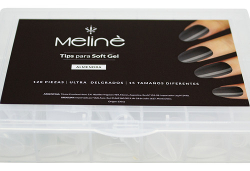 Meline Tips Para Soft Gel Uñas Almendra Ultra Delgados 120u
