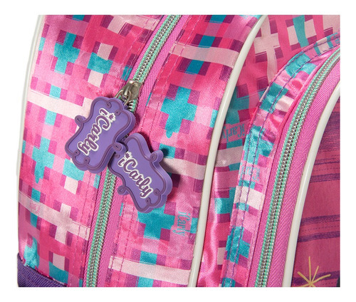 Mochila con ruedas moderna para niños, diseño de tela Icarly, color rosa