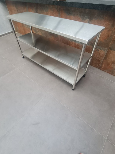 Bancada Mesa Inox Industrial 2 Prateleiras 180x50x90