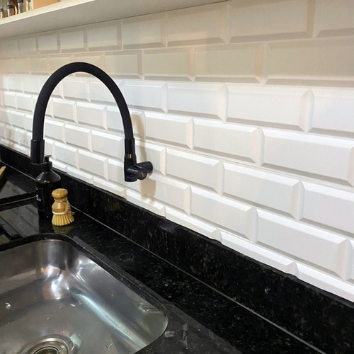 Kit 7 Placas 3d Pvc Revestimento Tijolinho Branco