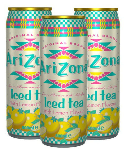 Kit 3 Chá Arizona Iced Tea With Lemon Lata 290ml