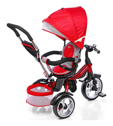 Triciclo Felcraft Spin Asiento Gira 360 Manija Canasto Color Rojo