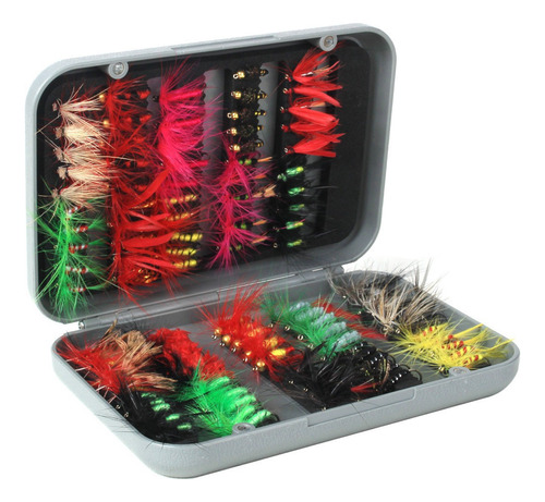 Kit Hook Fly Fly Box Box Para Pescar, 100 Unidades, Surtido