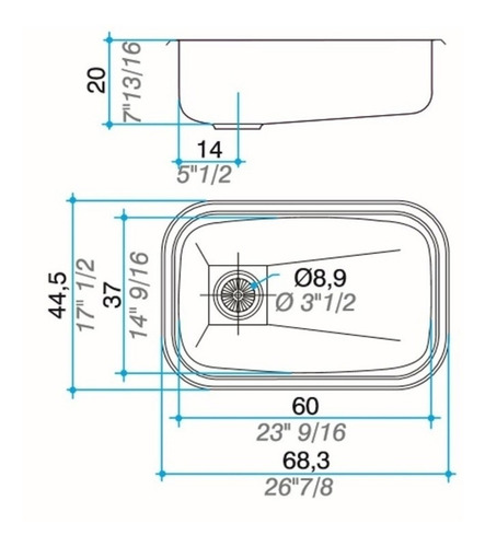 Bacha E60 T Acero Inoxidable Johnson 60x37x20 Sin Interes