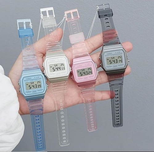 Imagem 8 de 10 de Relógio Casio Feminino Vintage F-91 Transparente Cores