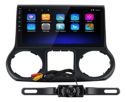 Estereo Android Jepp Wrangler 2009-2020 + Camara Portaplaca