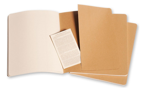 Set 3 Libretas Moleskine Extra Grande Cahier Kraft Hoja Raya