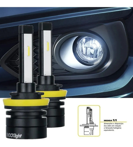 Kit Par Led Shocklight S14 Nano P/ Farol Milha Led Auxiliar