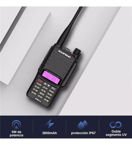 4 Radios Baofeng Uv9r Plus U/vhf Con Manos Libres Bandas 8w Negro Uhf/vuf