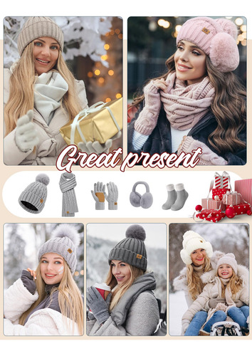 Gorro De Invierno Para Mujer, Bufanda Larga, Guantes De