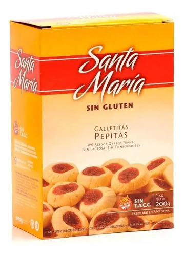 Galletitas Pepas Santa María Sin Tacc Sin Lactosa Pack 200gr