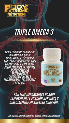 Body Extreme Triple Omega 3 Sin Sabor