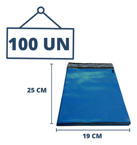 Envelope Segurança Correios Sedex 19x25 100 Azul Lacre