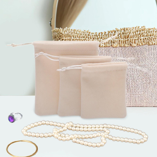 Hh 3pcs Joyas De Joyas Bolsas Mini Bolsas De Dibujo Beige