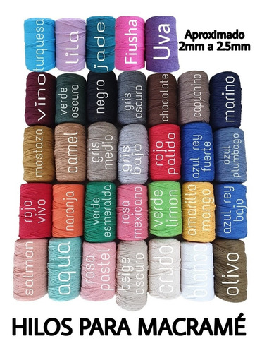 Imagen 2 de 3 de Hilo De Algodón Para Macramé Y Crochet Varios Colores